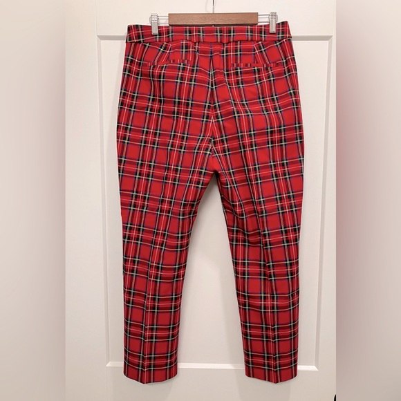 J.Crew NWT Women’s Red Tartan Plaid Straight Leg Pants | Size 12 - Picture 5 of 12